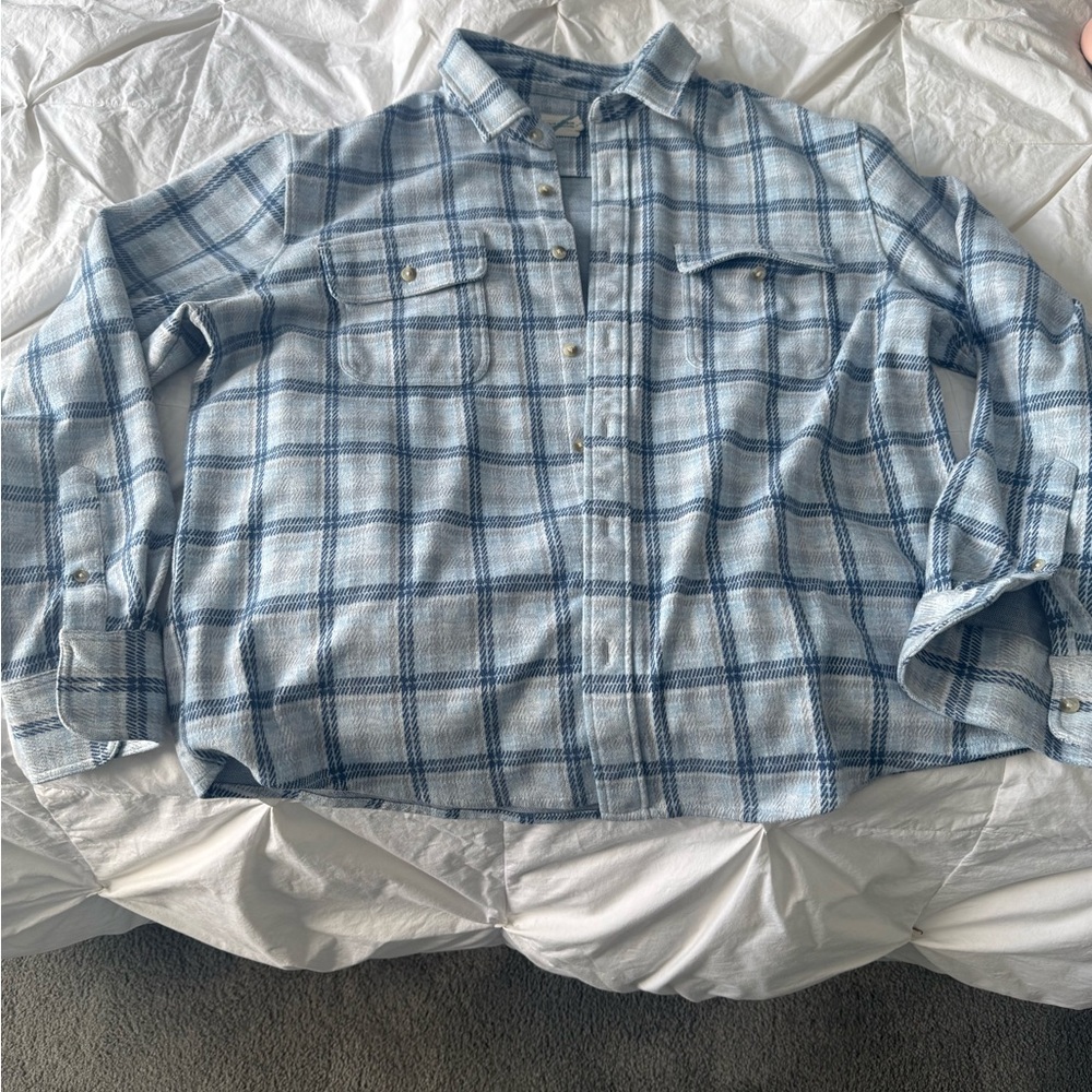 Fair Harbor Light Blue Plaid Casual Shirt